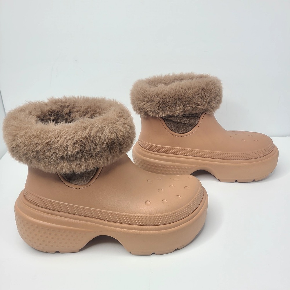 Crocs Stomp Faux Fur Lined Platform Boots Cork Women's 10 Chunky Unisex - Picture 2 of 9